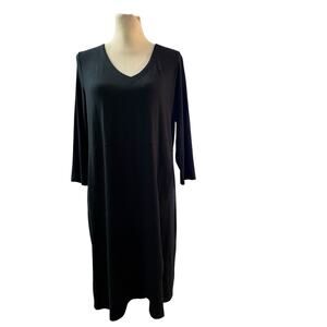 J.Jill Wherever Black Faux Wrap Knit Dress Long Sleeve Midi
Size Medium